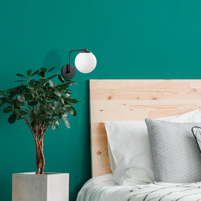 Opviq Daisy-147-A Lámpara de pared negra con tapa de cristal